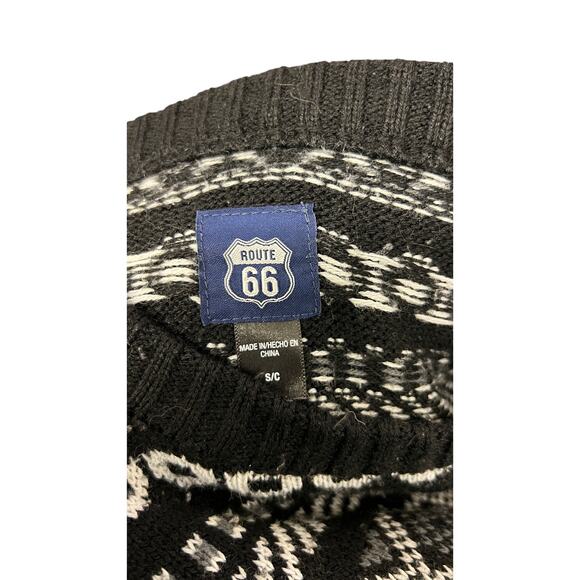 ⚫ Route 66 Black White Fair Isle Sweater S – Vintage Retro Pattern Knitwear - Picture 4 of 4